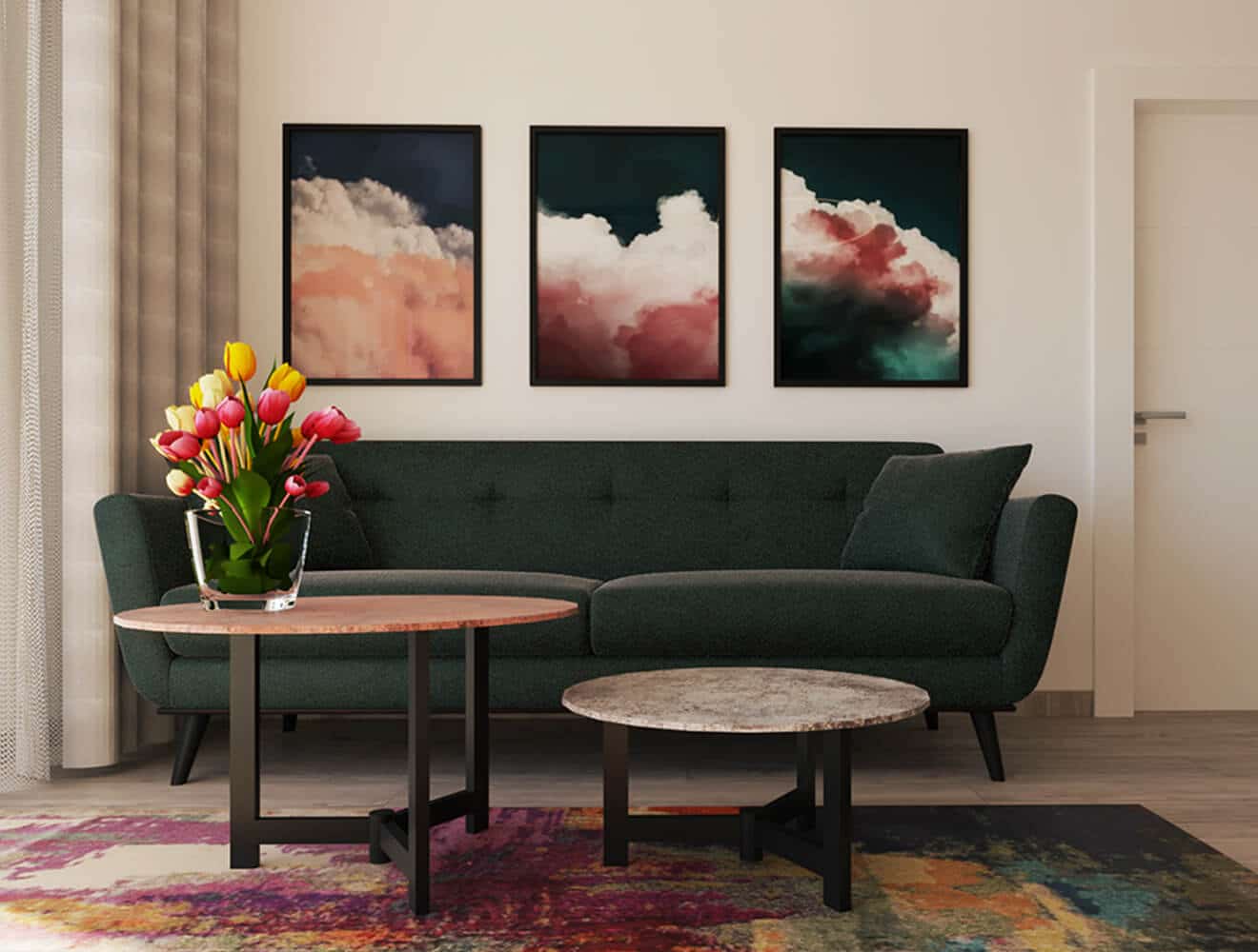 Design Interior Living multifuncțional în culori îndrăznețe